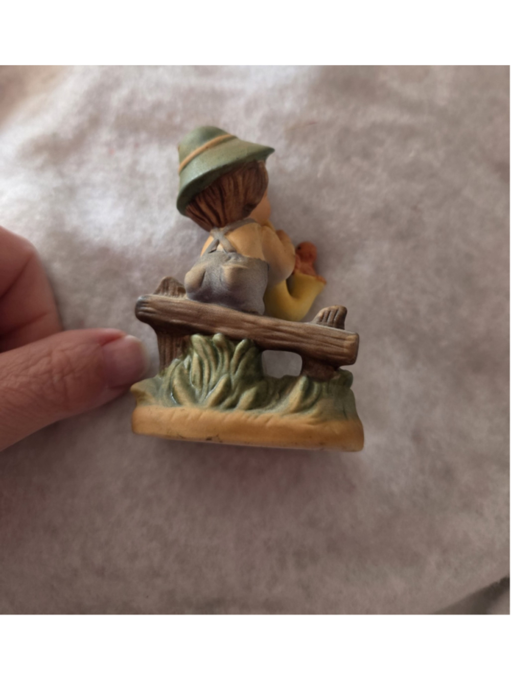 Napco Tiny Tots Porcelain Figurine Boy Playing Saxophone with Red Bird # 176 - Picture 3 of 6